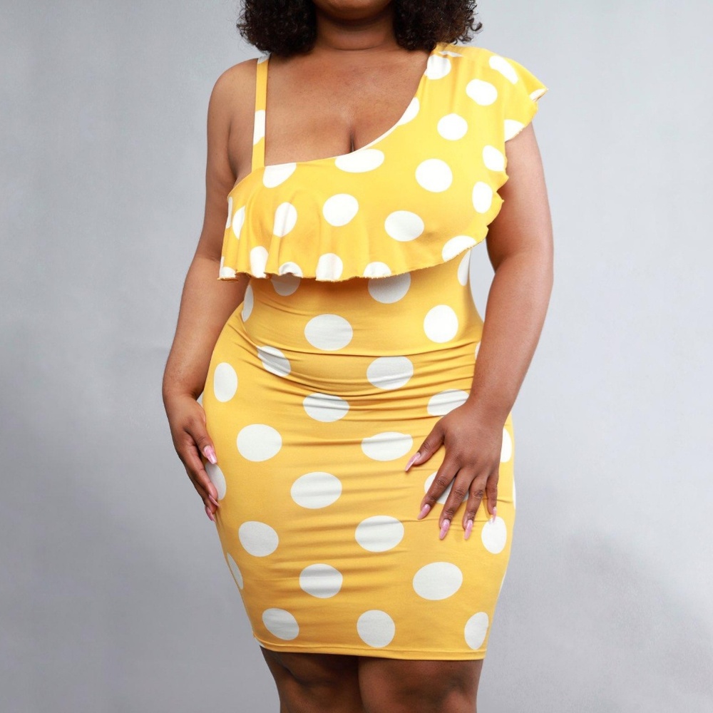 Yellow Polka Dot Spring Dress - Picture 2 of 2